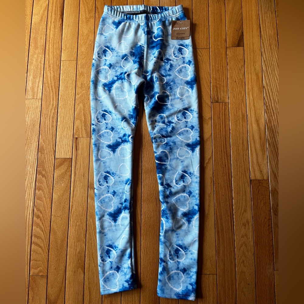 Blue Tie-Dye Heart Leggings